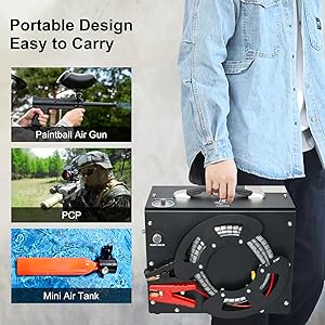 TUDIVING-Portable 4500Psi Pcp Air Compressor,High Pressure Compressor Paintball Scuba Compressor HPA Pump Fill Station Auto-Stop