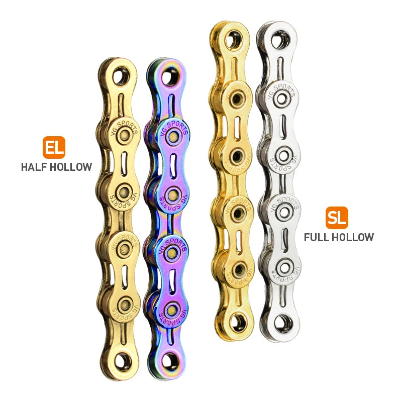 VG Sports Bicycle Chain 6 7 8 9 10 11 Speed 8s 9s 10s 11s Velocidade Titanium Rainbow Gold MTB Mountain Road Bike Chains Parts