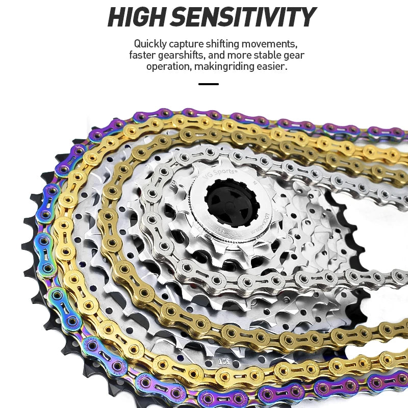 VG Sports Bicycle Chain 6 7 8 9 10 11 Speed 8s 9s 10s 11s Velocidade Titanium Rainbow Gold MTB Mountain Road Bike Chains Parts