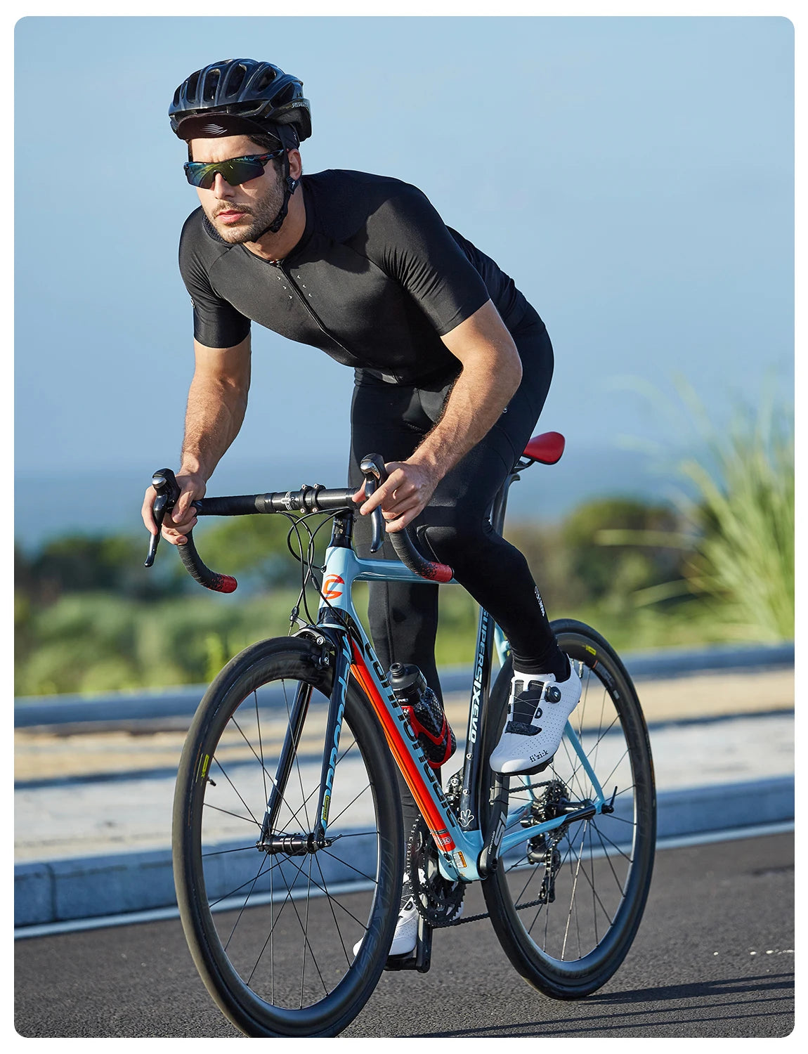 RION Cycling Men's Bike Black Reflective Jerseys Short Sleeves Summer Motocross Mountain Bike Downhill Racing Road Bicycle Tops