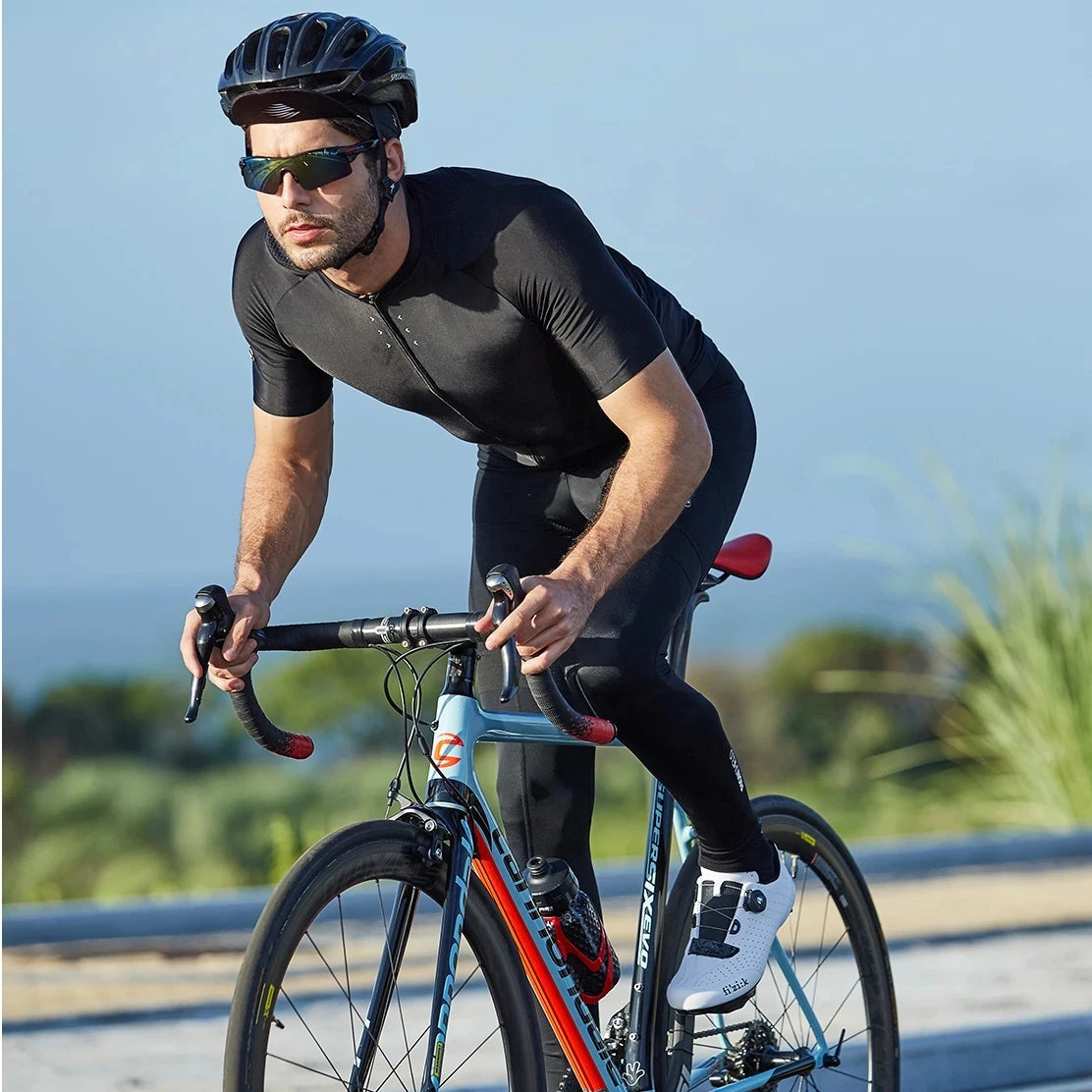 RION Cycling Men's Bike Black Reflective Jerseys Short Sleeves Summer Motocross Mountain Bike Downhill Racing Road Bicycle Tops