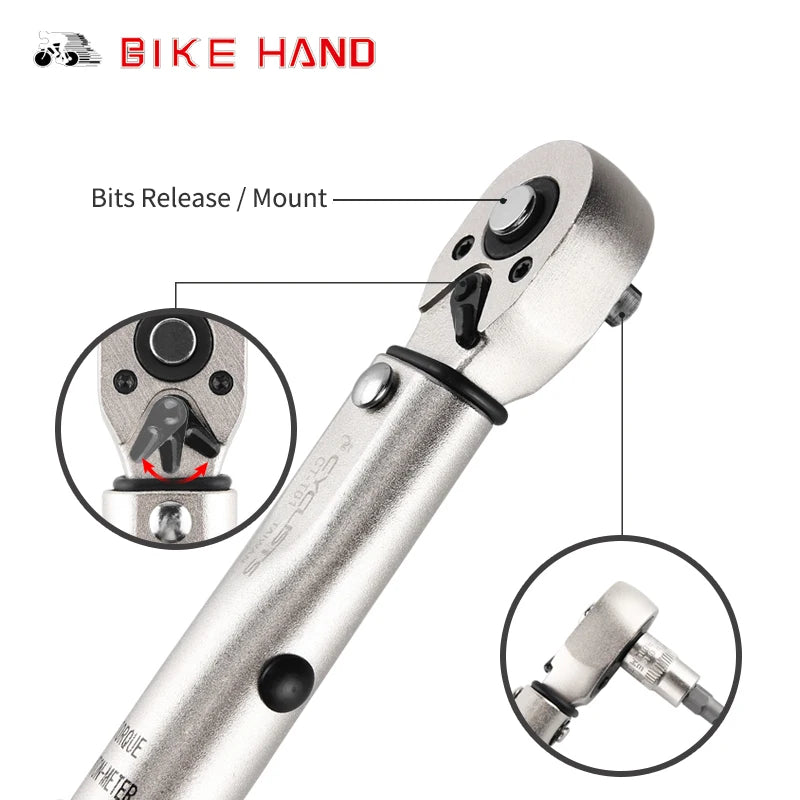 BIKEHAND Bicycle Repair Tools Kit Bike Torque Wrench Allen Key Tool Socket Set Road MTB Bike Tools 1/4'' Torque Fix Set 2-24 NM