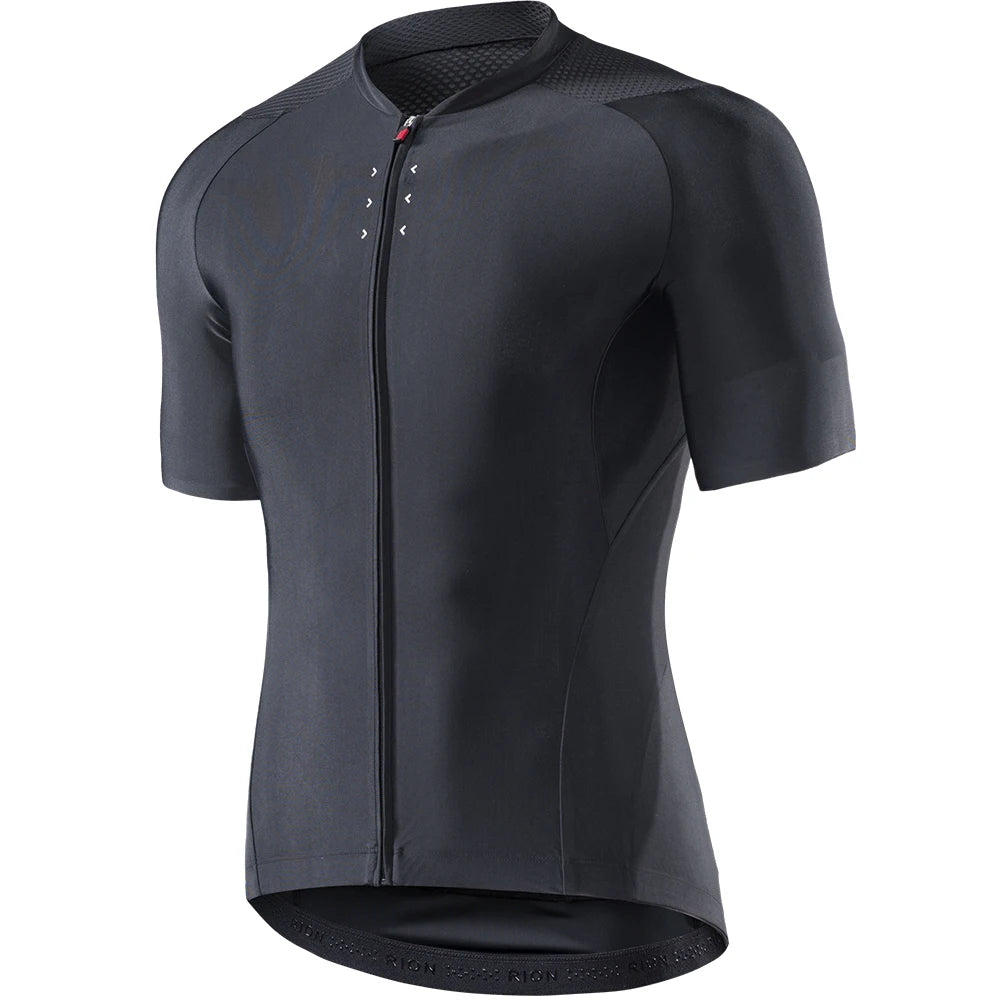 RION Cycling Men's Bike Black Reflective Jerseys Short Sleeves Summer Motocross Mountain Bike Downhill Racing Road Bicycle Tops