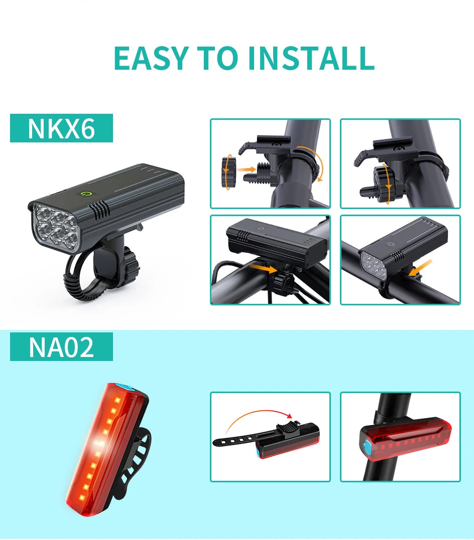 10000-1200mAh Bike Light USB Rechargeable Front Headlight 18650 Battery LED Flashlight for Bicycle Road MTB Lamps Bicycle Light