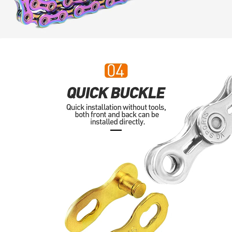 VG Sports Bicycle Chain 6 7 8 9 10 11 Speed 8s 9s 10s 11s Velocidade Titanium Rainbow Gold MTB Mountain Road Bike Chains Parts