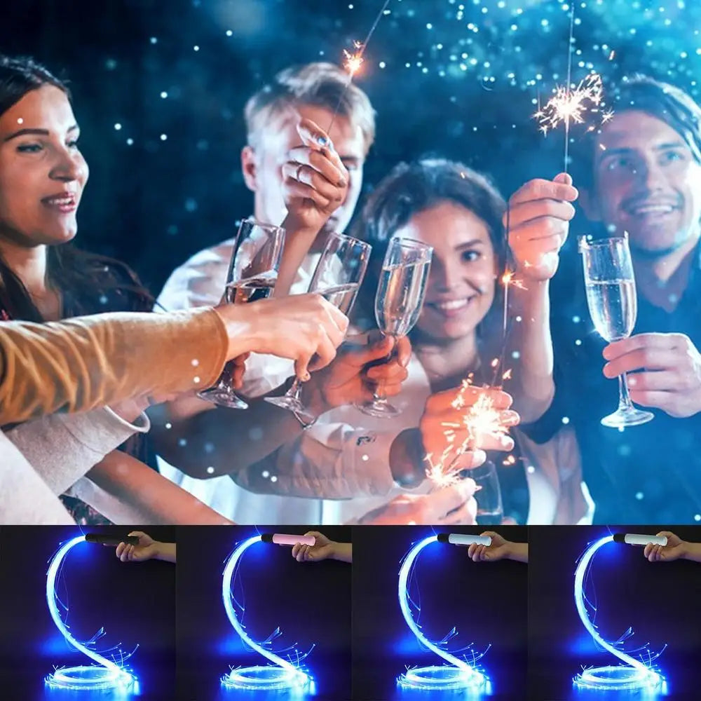 Colorful LED Fiber Optic Whip Light Disco RGB Dancing Glowing Whip Sparkle Flow String For Party Light Show Music Festival