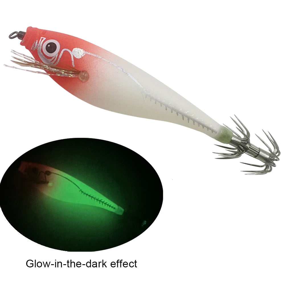 1-3Pcs 110mm 10.5g Fluorescent Fishing Lure Built-In Bead Luminous Jigging Bait Glow In Dark Artificial Squid Hook Jigs Tackle
