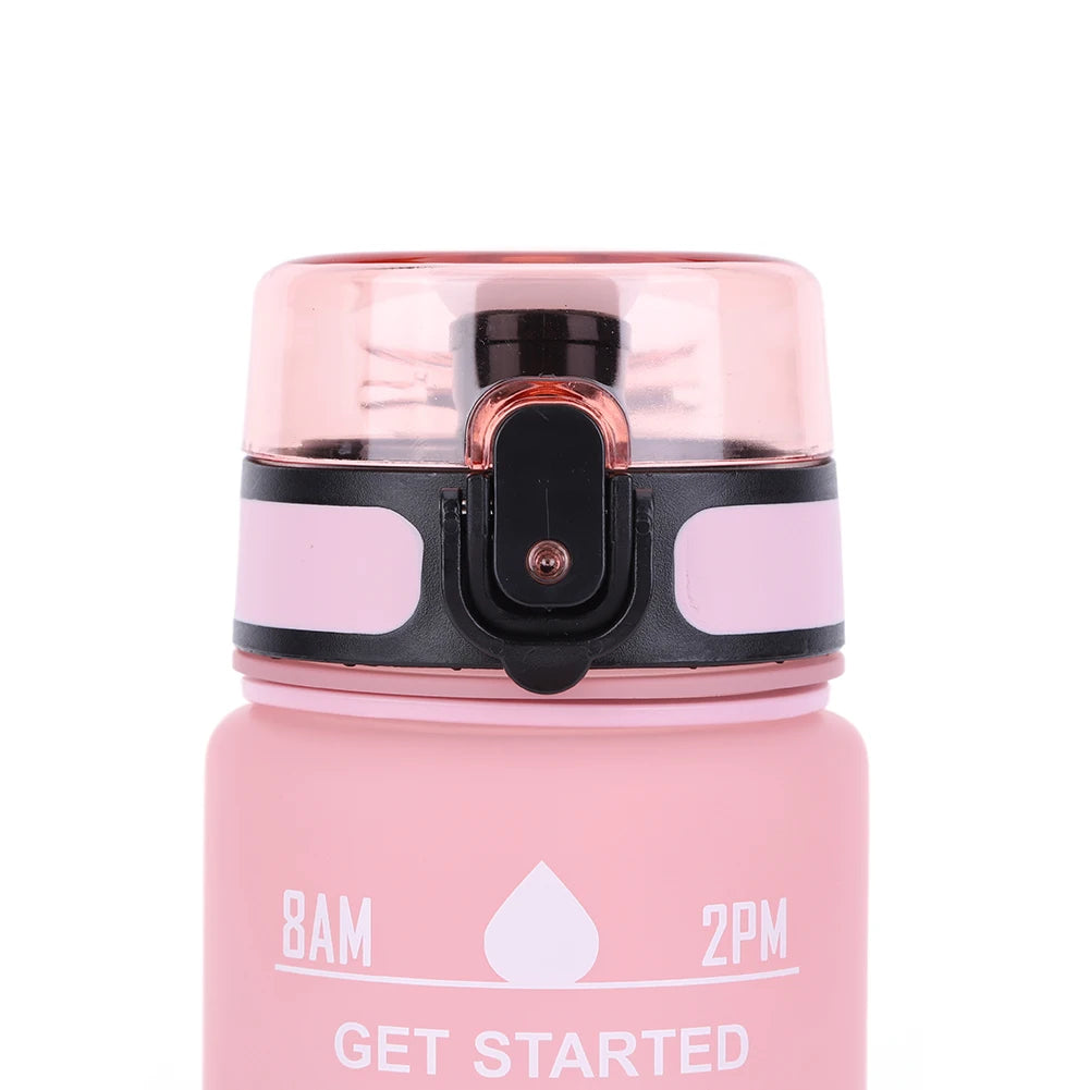 1000ml Motivational Water Bottle with Handle Frosted Gradient Cup Large Capacity Time Scale Water Cup for Fitness Yoga