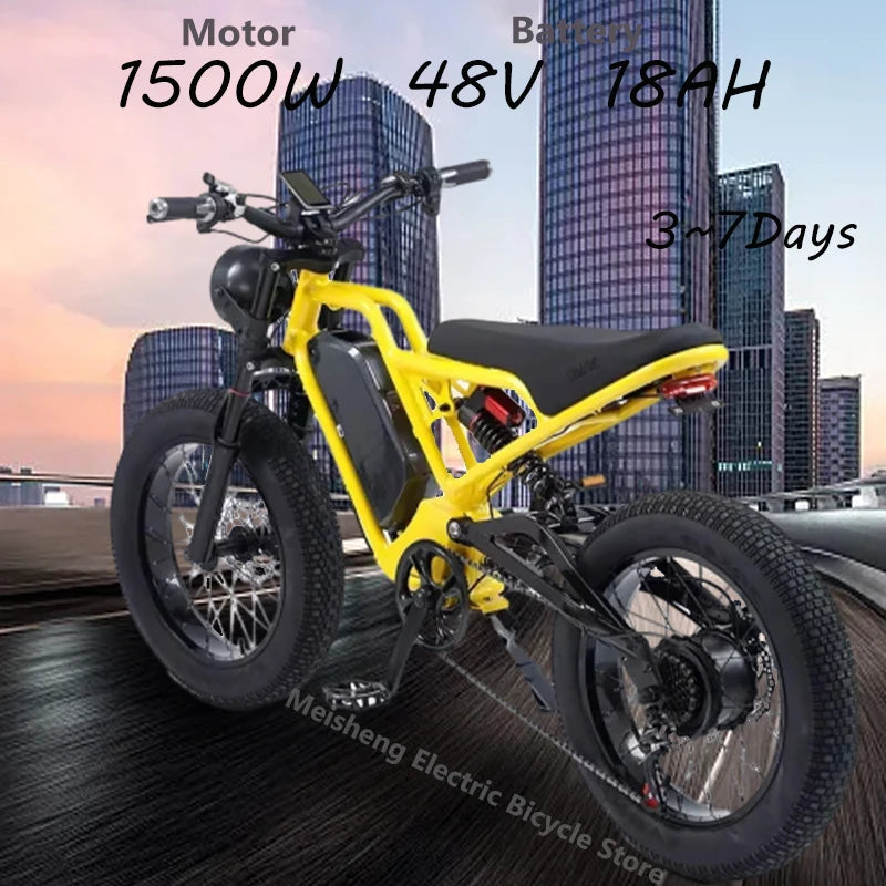 Ebike 2025AKEZ 1500W 48V 18AH Electric Bicycle Full Suspension Removable Battery Fat Tire Hydraulic Brake Adult Electric Bicycle