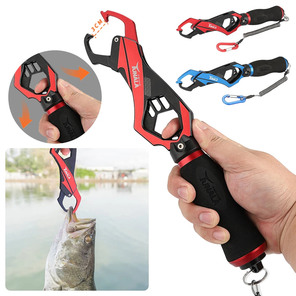 Multifunctional Fish Grip Fish Lip Gripper Aluminum Alloy Fishing Pliers One Hand Operation Anti Slip Fishing Grab Tool