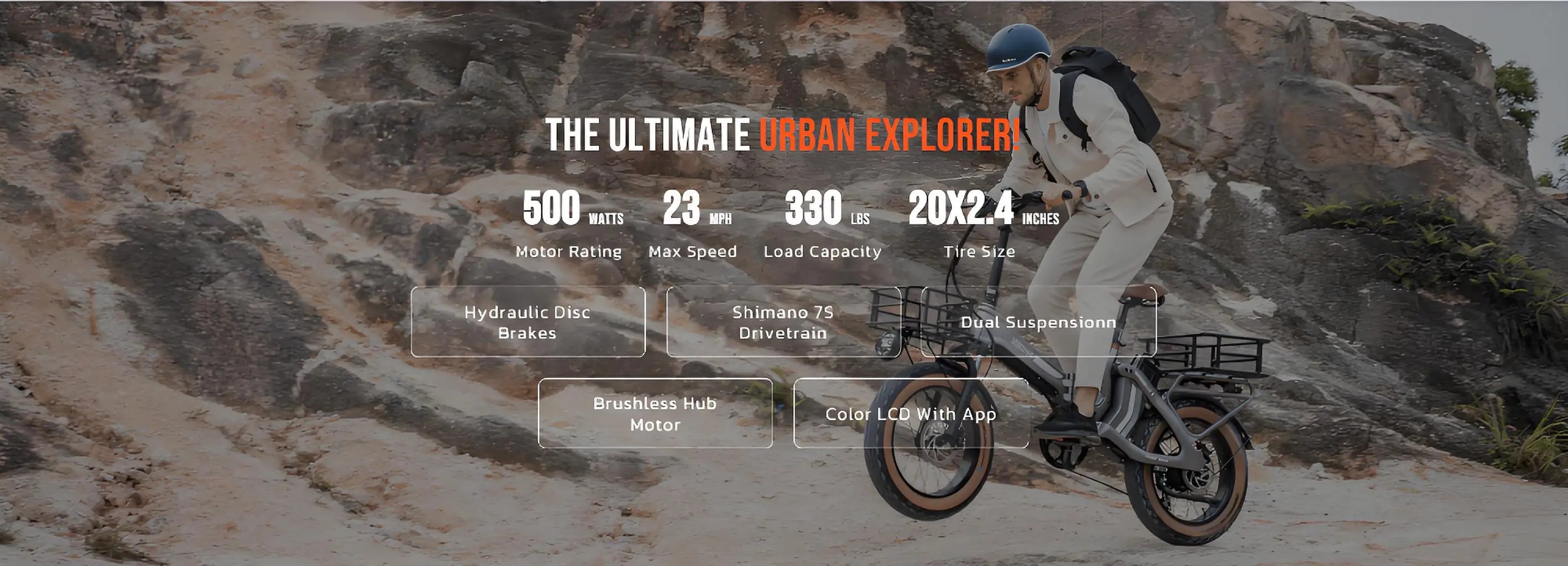 MIHOGO RX 2.4 Adult Electric Bicycle, 500W city ebike, 48V 12.8AH E-bike, 20-Fat Tire Foldable Electric Bike