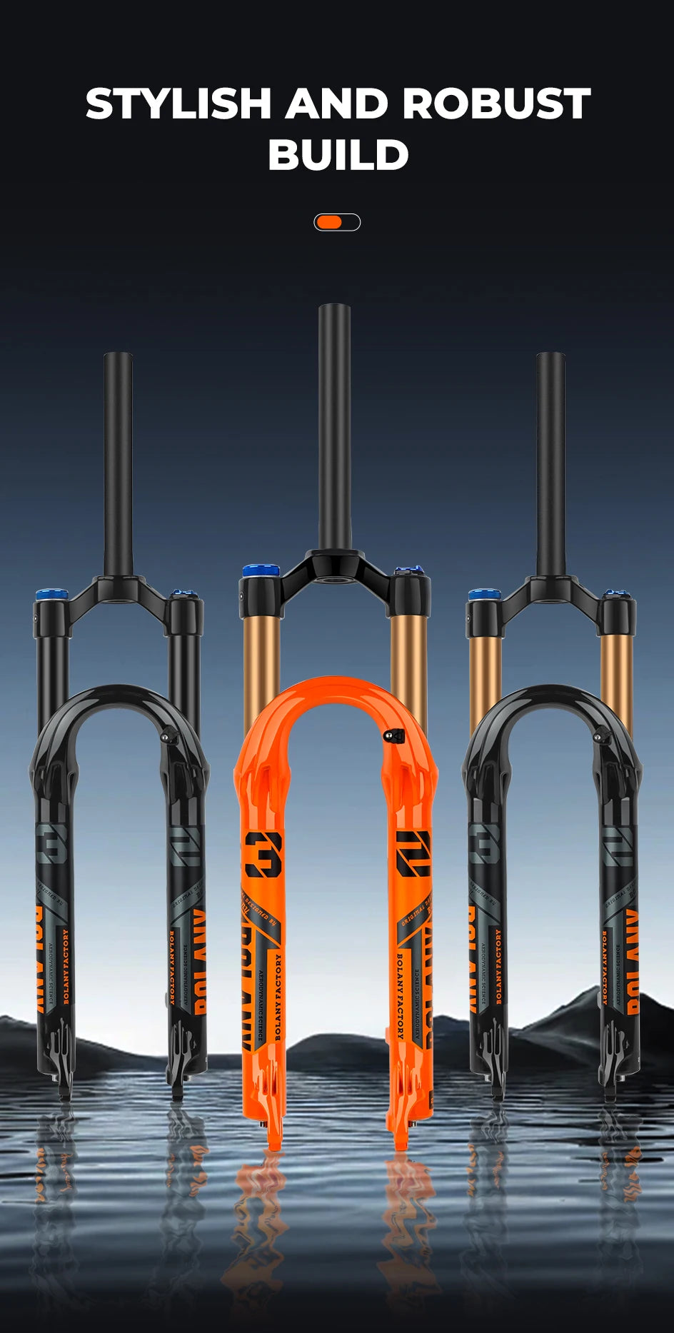 BOLANY Bike Air Fork 27.5/29inch 120mm Travel Oil Air Suspension Lightweight Magnesium Alloy Quick Release Bicycle Fork