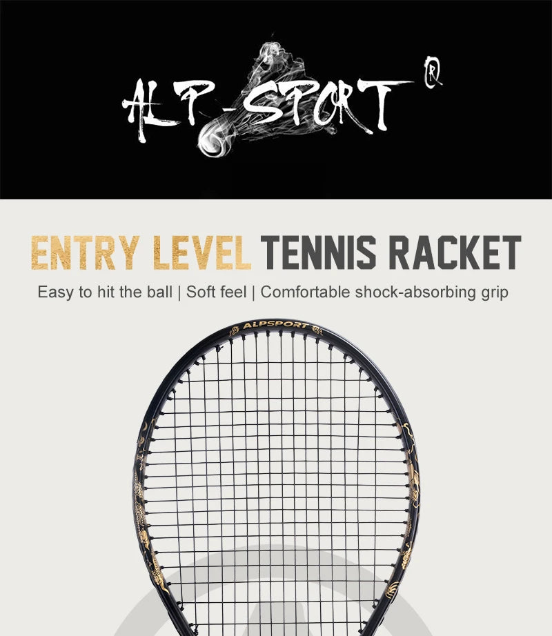 ALPSPORT JL T800 Carbon Fiber Tennis Racket 18K, Professional Training Racket with Bag & Adjustable Strap (Men & Women)