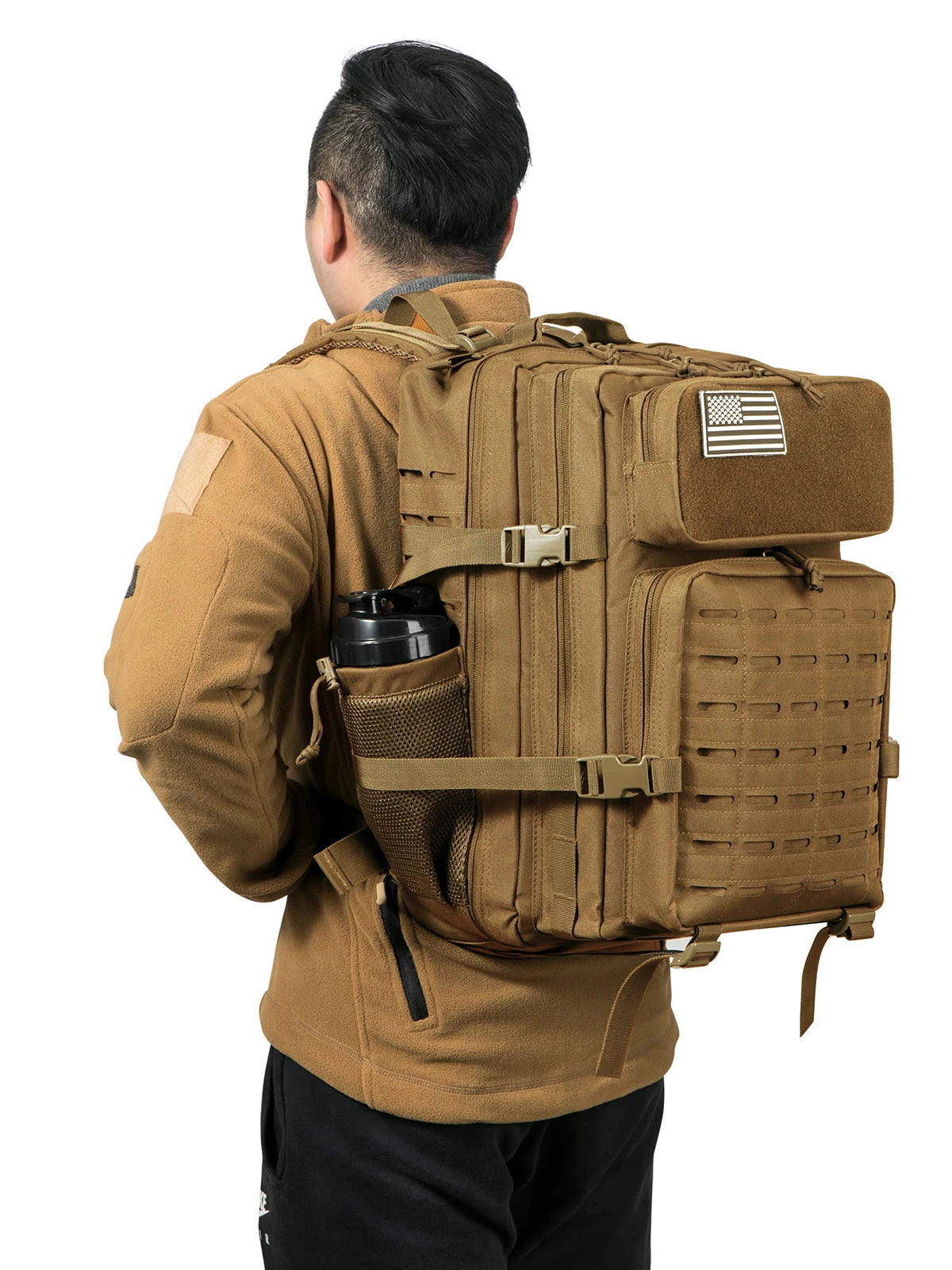 45L Men's and Women's Tactical Backpack Outdoor Camping Equipment Backpack Hiking Backpack Travel Backpack with Double Cup Holde