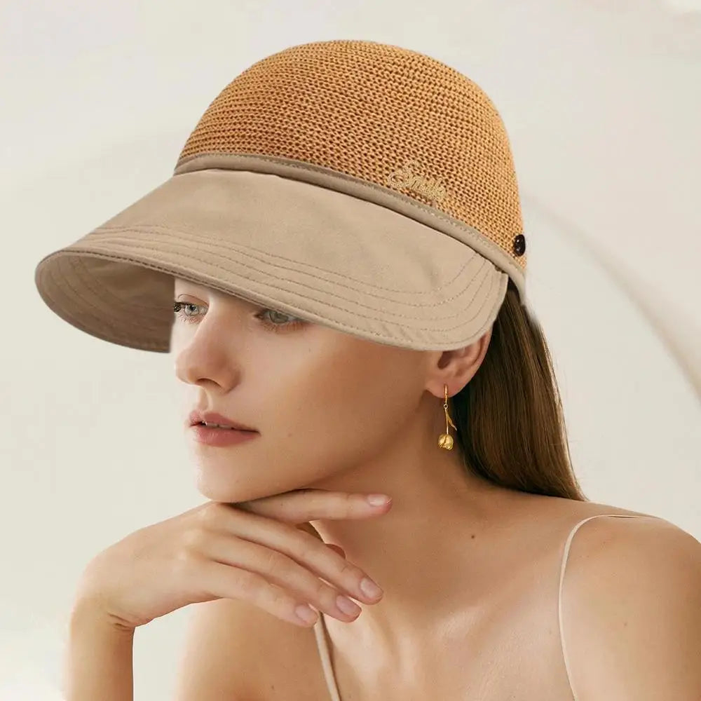 Sun Visor Hats For Women Sun Straw Hat With UV Protection Wide Brim Enlarged Rounded Edge For Women Girlfriend