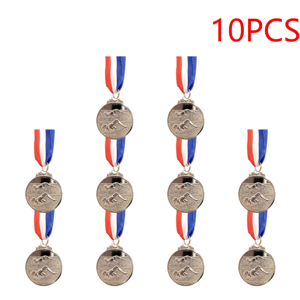 10-30PCS Swimming Medal Competition Awards with Neck Ribbon Metal 5cm Winner Medals Gold/Silver/Bronze Medal for Competitions