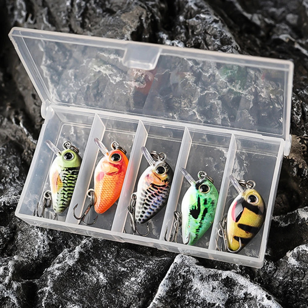 5pcs Mini Crankbait Fishing Lure 3cm 2g Floating Wobbler Artificial Hard Bait Fishing Bait for Freshwater & Saltwater Angling