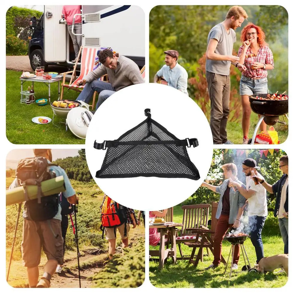 Camping Table Storage Bag Triangular Mesh Bag Portable Outdoor Folding Net Bag Picnic Storage Bag For Backpacking Fishing Trips