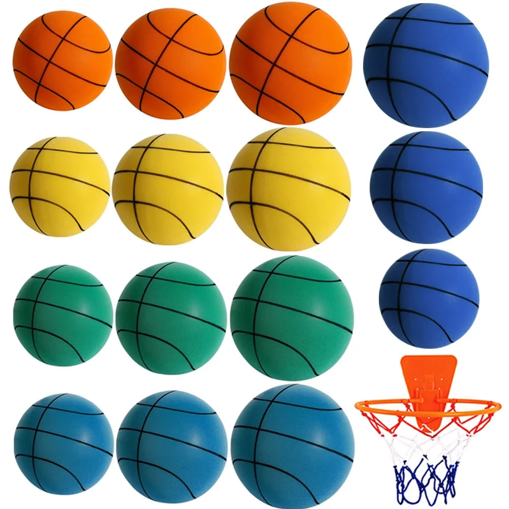 18/21/24CM Kids Bouncing Mute Basketball Squeezable Mute Bouncing Basketball Indoor Silent Ball Foam Basketball Bounce Football