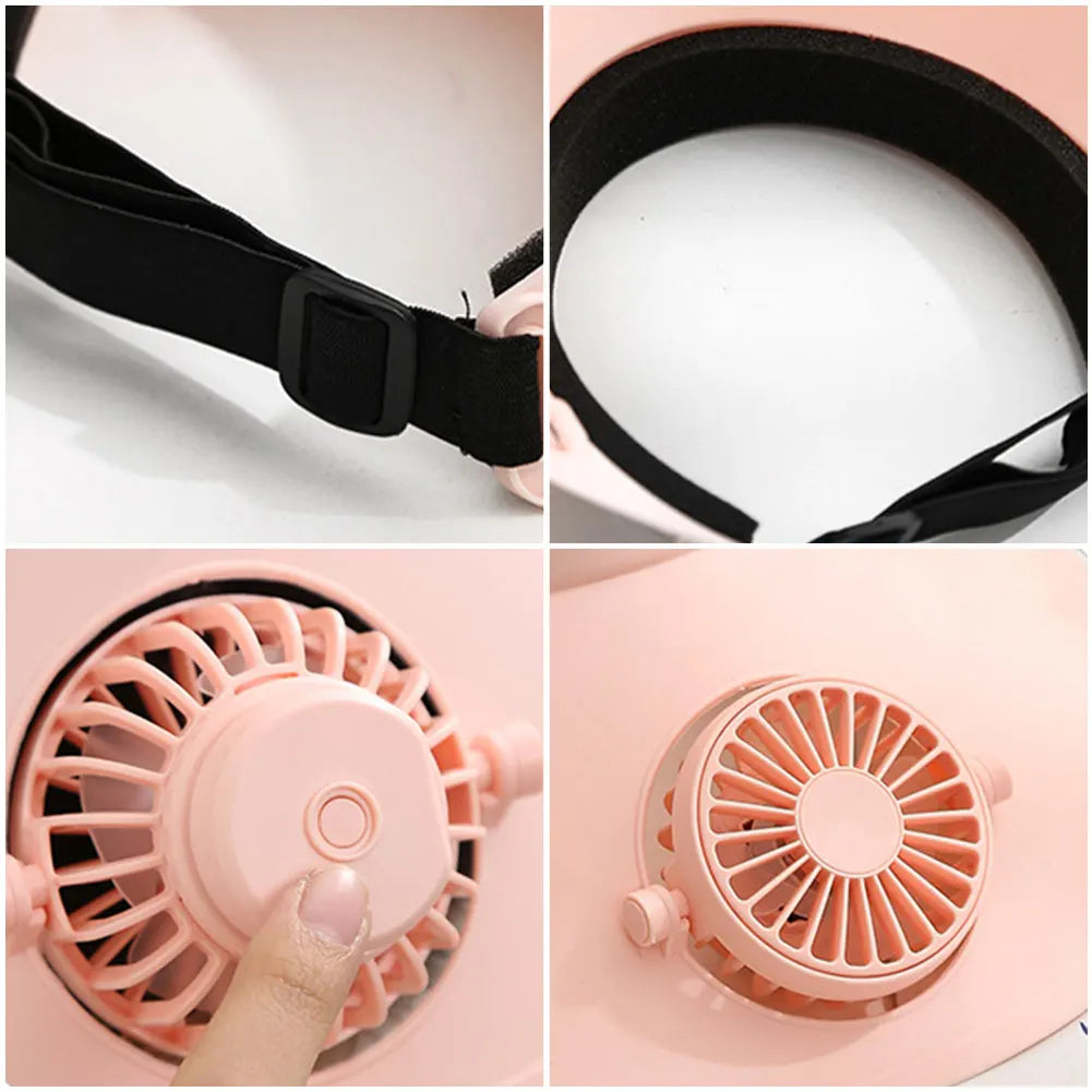 Sun Visor Hat with Fan Three Temp Settings Summer Sun Hats Breathable Cooling Fan Hat for Sun Protection and Outdoor
