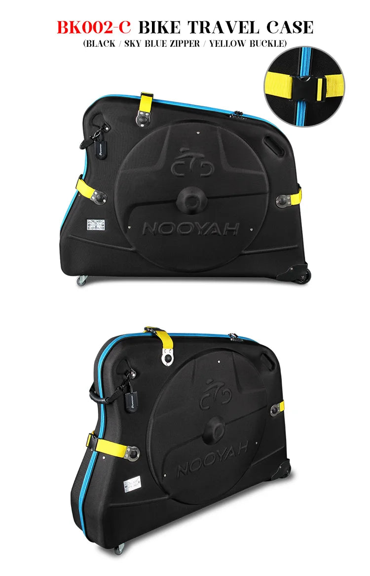 NOOYAH Bike Travel Case Bicycle Transport Bag EVA Case MTB Road Bike Accessories Hardshell Round Trip Suitcase Bike Travel Tools