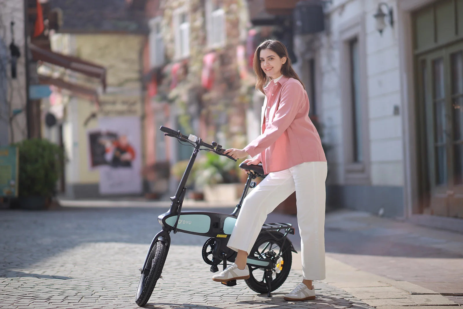 DYU C2 Adult Electric Bicycle, 250W city ebike, 48V 7.5AH E-bike, 16  Tire Foldable Electric Bike