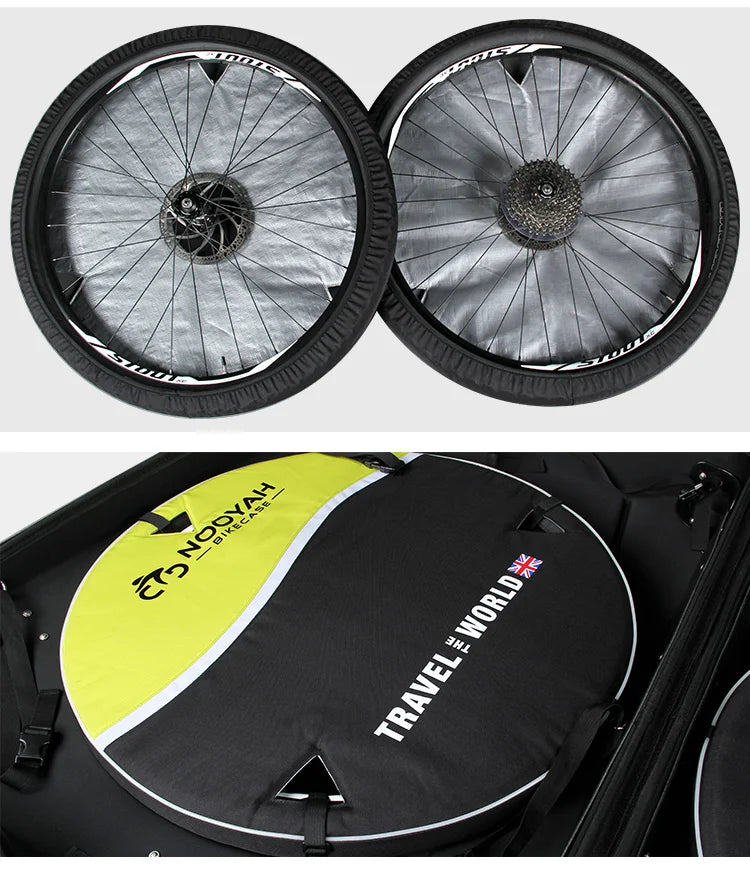 NOOYAH Bike Travel Case Bicycle Transport Bag EVA Case MTB Road Bike Accessories Hardshell Round Trip Suitcase Bike Travel Tools
