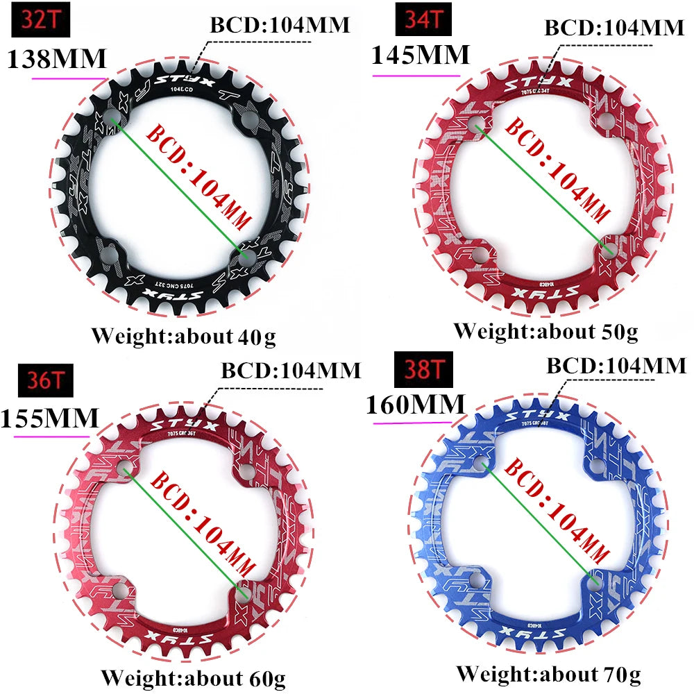 E-bike Chain Wheel 32T 34T 36T 38T Red Blue Black For Bafang Mid Drive Motor Kits 8FUN Replacements Electric Bicycle Conversions