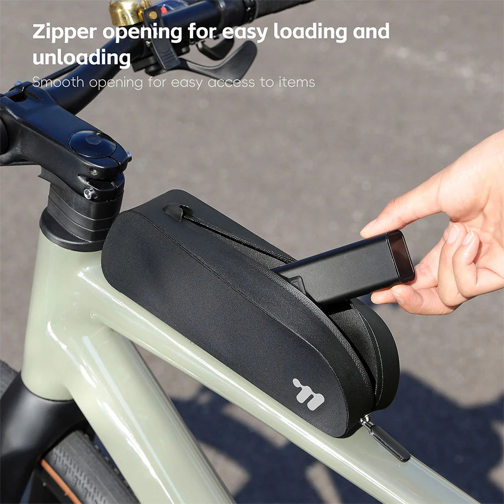 0.7L Bicycle Top Tube Bag Waterproof Cycling Tools Storage Bag TPU Cycling Front Bag for Outdoor Riding