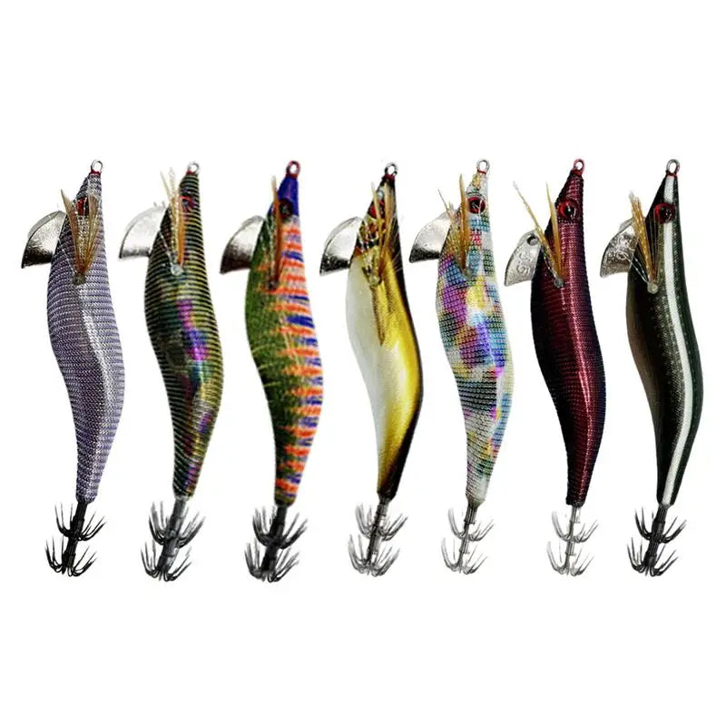 Wooden Shrimp Squid Hook Fluorescent Artificial Fishing Baits Realistic Simulation Fish Luring Tools For Sea Freshwater