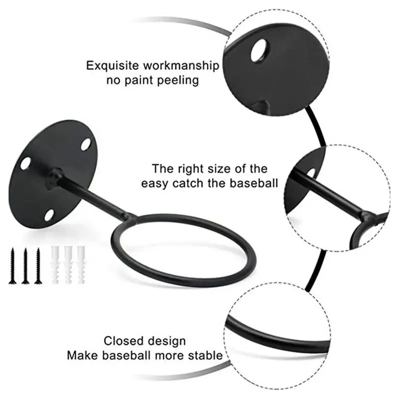 Baseball Bat Holder High-Strength Baseball Bat Holder Wall Mount Display Space-Saving And Multifunctional Metal Storage Rack For