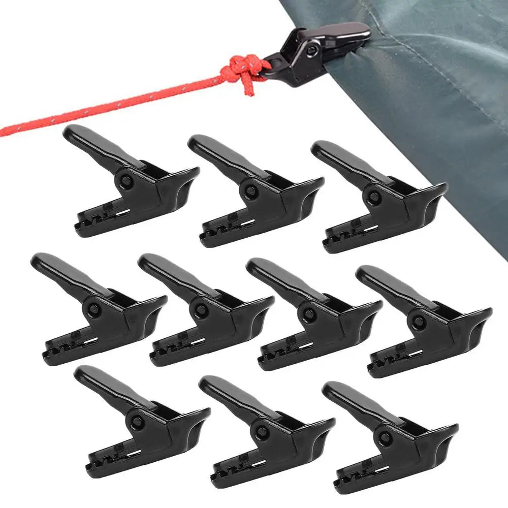 10Pcs Tarpaulin Canopy Clip Tent Canopy Clip Buckle Outdoor Wind Rope Clamps Awning Mountaineering Camping Clamps Rope Barb