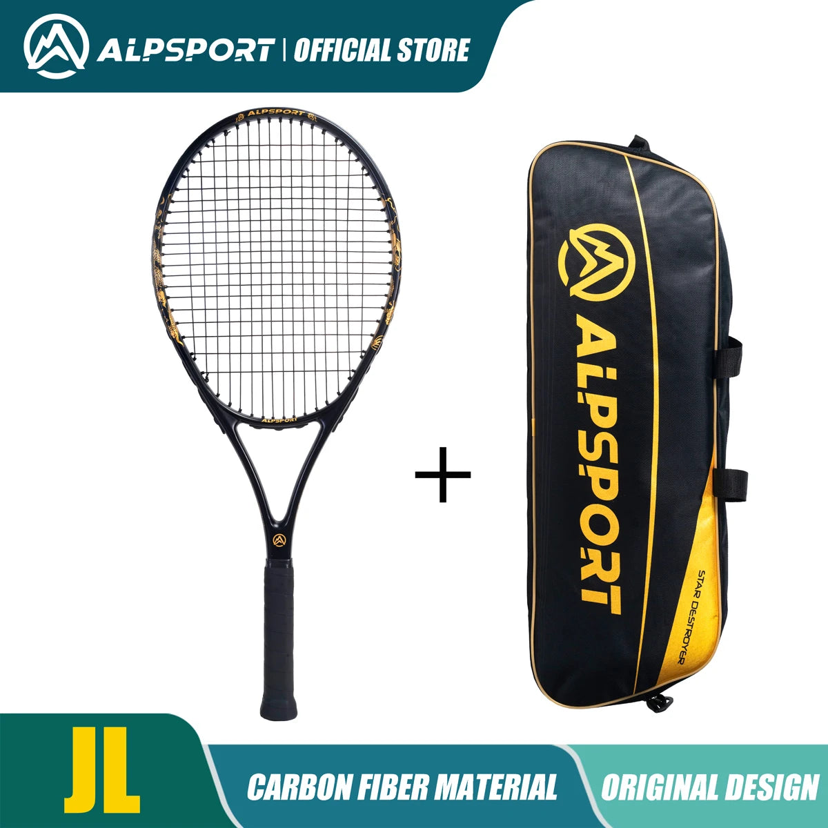 ALPSPORT JL 27-inch strong and durable 4 3/8-inch grip carbon fiber tennis racket suitable for students and teenagers