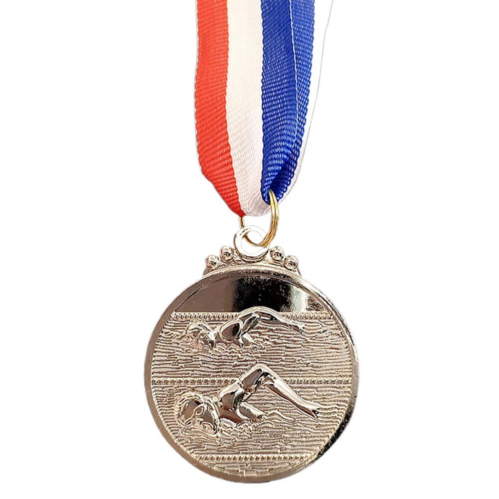 10-30PCS Swimming Medal Competition Awards with Neck Ribbon Metal 5cm Winner Medals Gold/Silver/Bronze Medal for Competitions