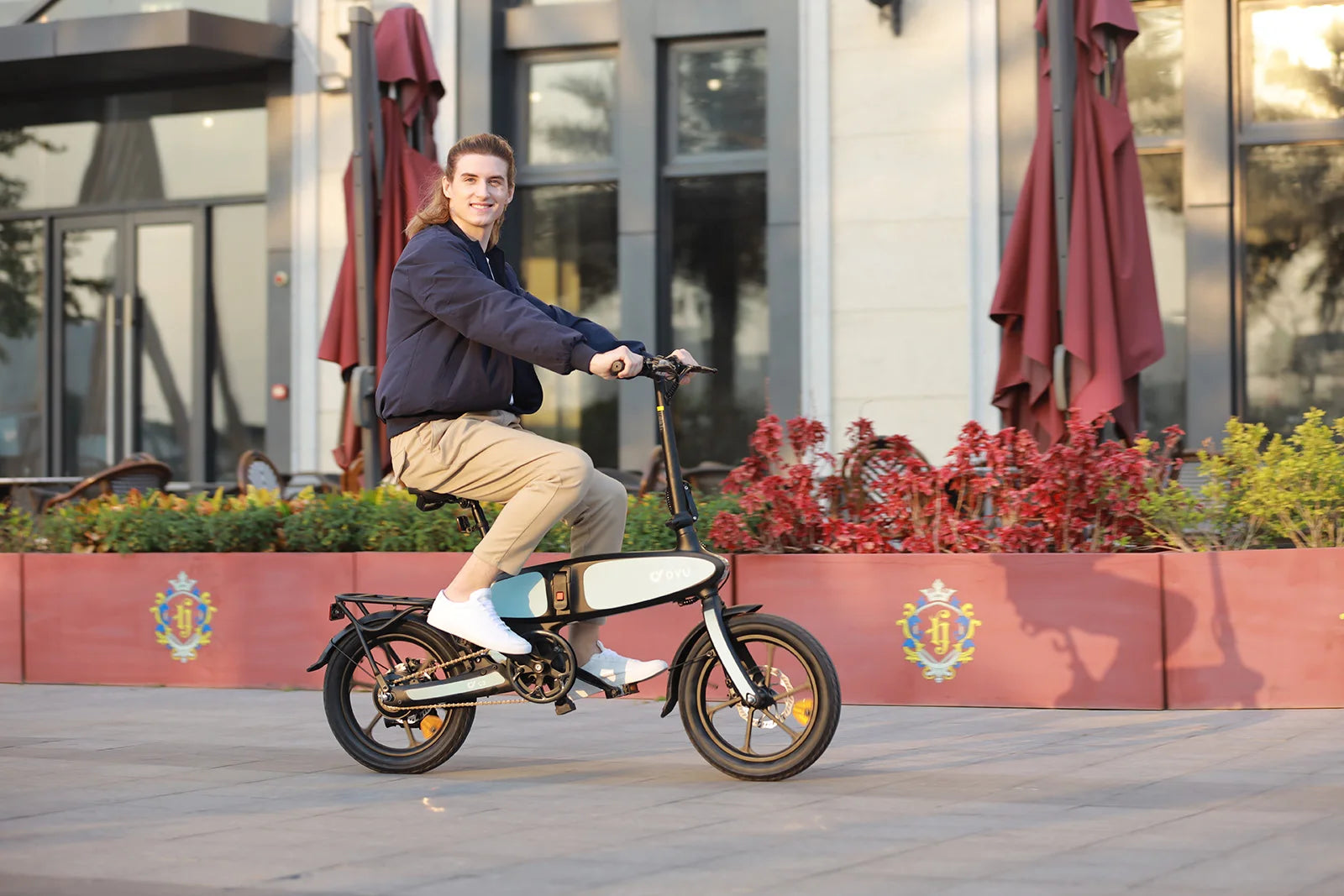 DYU C2 Adult Electric Bicycle, 250W city ebike, 48V 7.5AH E-bike, 16  Tire Foldable Electric Bike