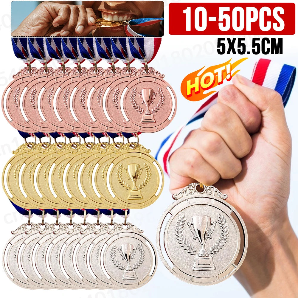10-50pcs Gold Silver Bronze Award Medal Winner Reward Football Competition Prizes Award Medal For Souvenir Gift Sport Kids
