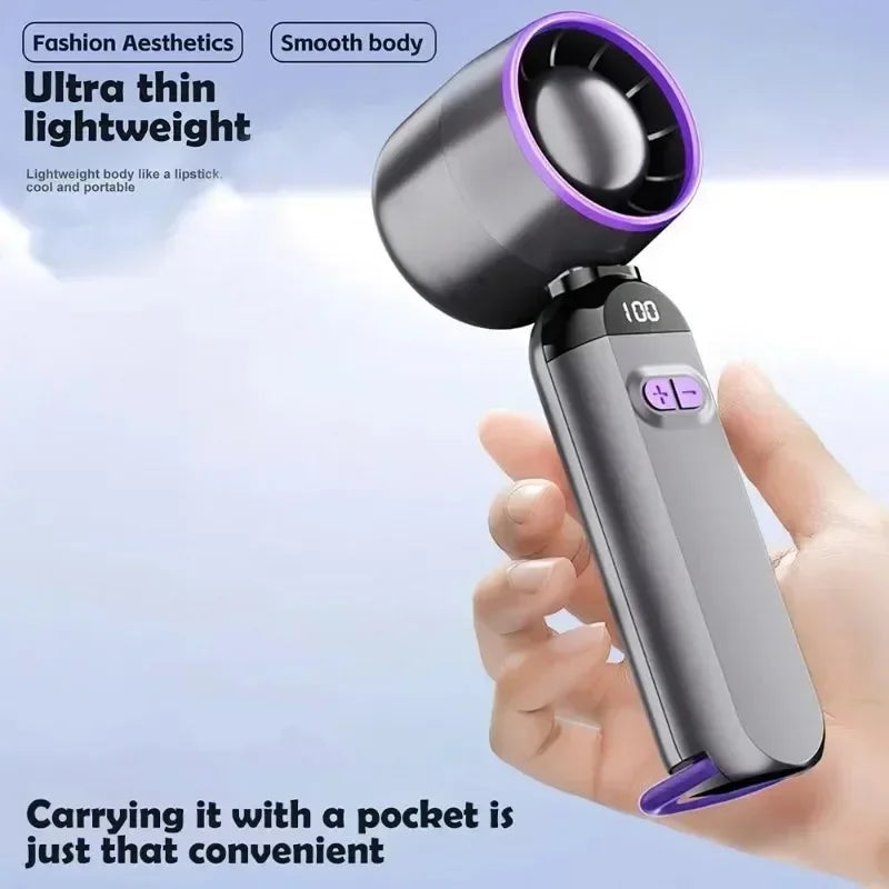 Foldable USB Charging Fan Strong Wind Outdoor Fan Digital Display Portable Fan for Outdoor Camping Trips