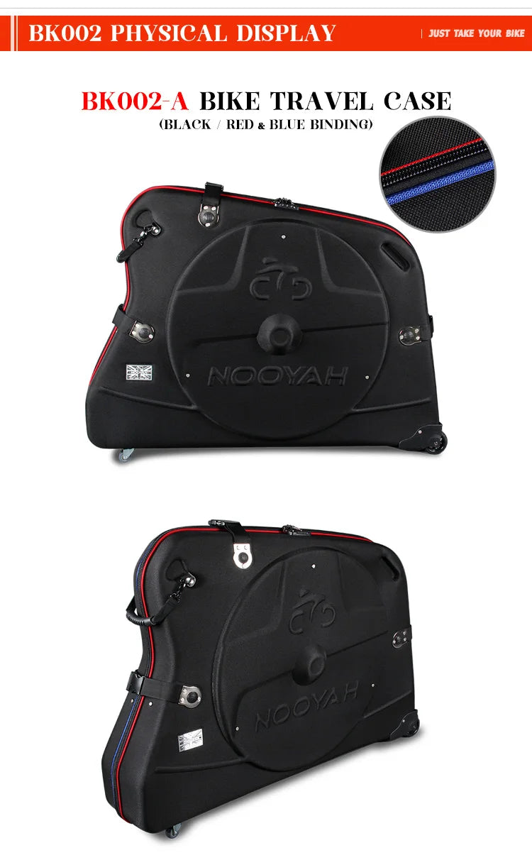 NOOYAH Bike Travel Case Bicycle Transport Bag EVA Case MTB Road Bike Accessories Hardshell Round Trip Suitcase Bike Travel Tools