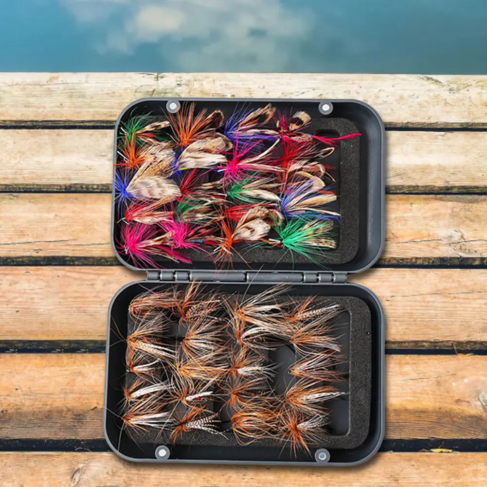 60/41pcs Box Bionic Fly Hook Set Artificial Insect Fishing Baits Bionic Insects Flies with Box Fly Fishing Lures for Trout Carp