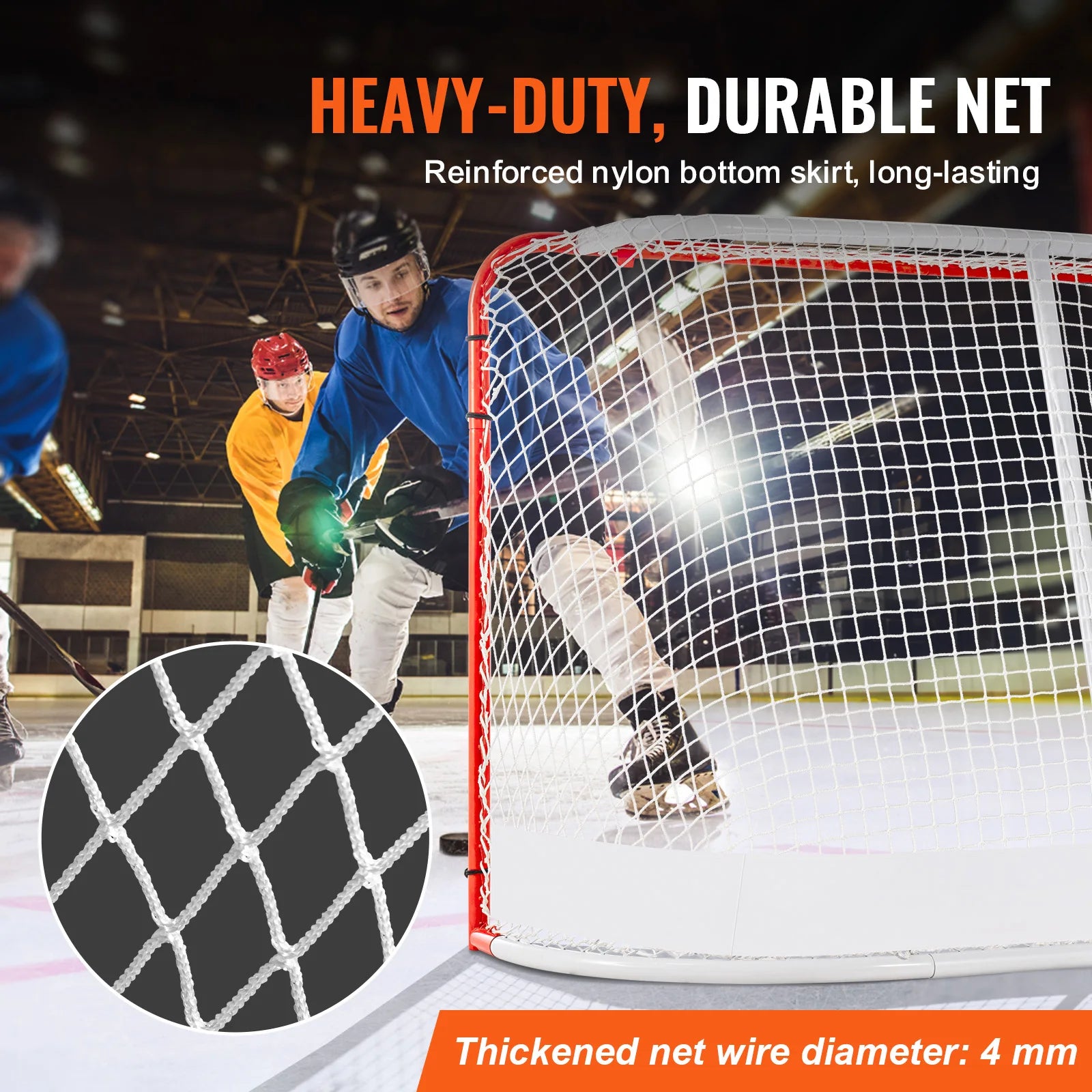 VEVOR Street Hockey Net, Indoor Outdoor Steel Hockey Goal, Official Regulation Hockey Training Goal Set, Portable Hockey Goal