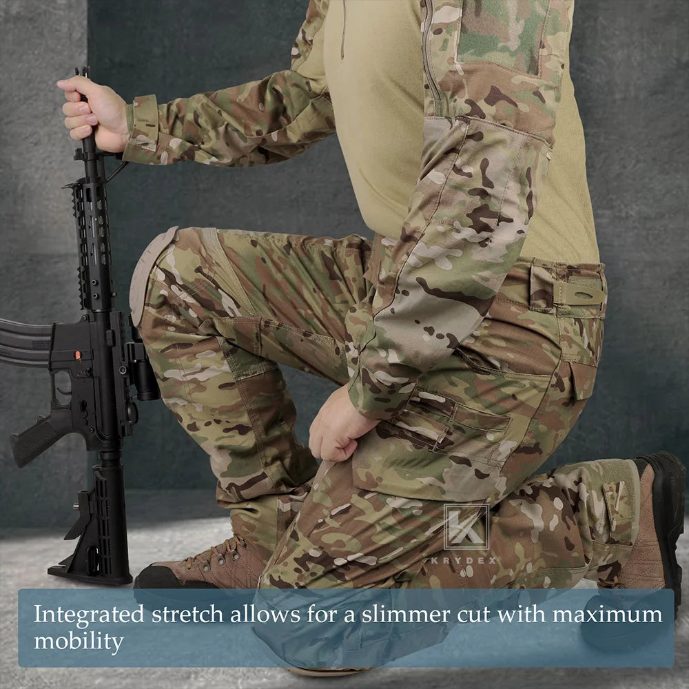KRYDEX Tactical Combat Pants Assault Men Battlefield Combat Trousers Uniform & Knee Pads For Shooting Hunting Airsoft Gear
