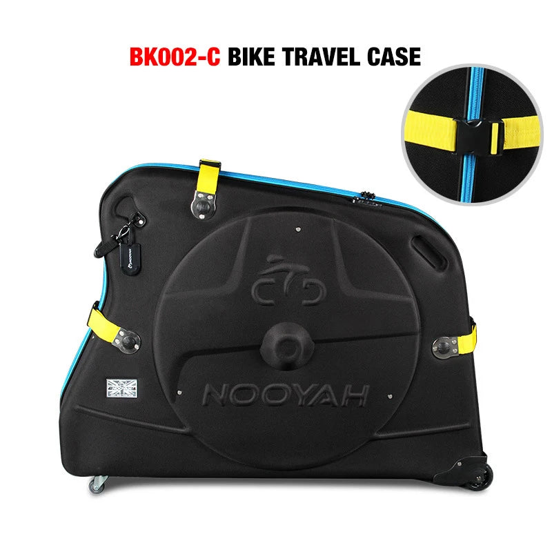 NOOYAH Bike Travel Case Bicycle Transport Bag EVA Case MTB Road Bike Accessories Hardshell Round Trip Suitcase Bike Travel Tools