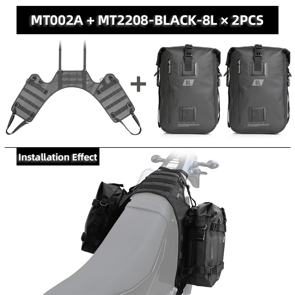 Rhinowalk Motorcycle Side Bag With Base Waterproof 6L/8L/10L/15L Motor Rear Seat Bag Rack Motocross Storage Backpack