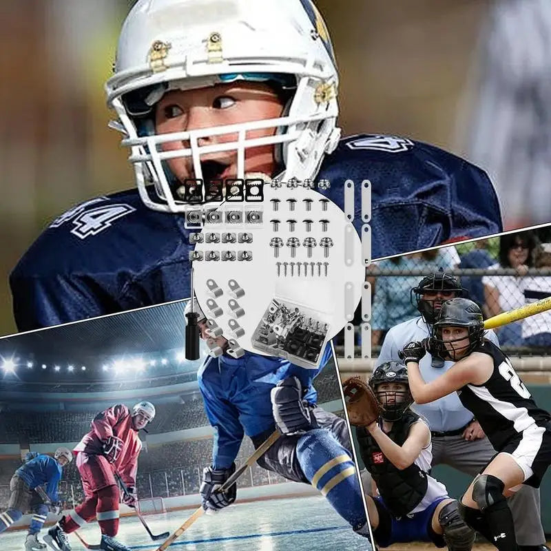 Ice Hockey Helmet Repair Accessories 57pcs Football Baseball Hockey Softball Helmet Repair Kit Replacement screw parts Tools