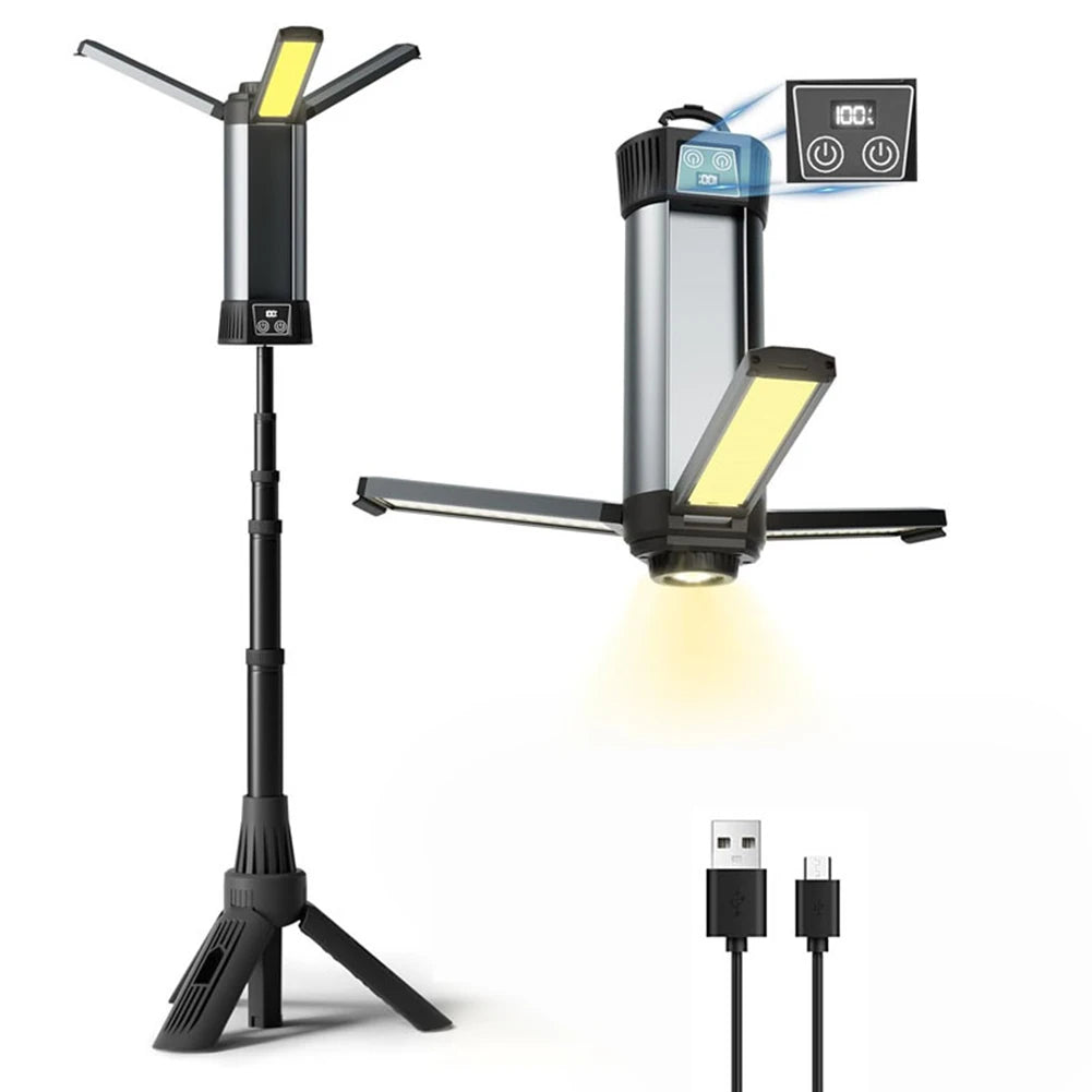 6000mAh LED Work Light with Stand Cordless Work Light with COB Dimmable Work Light Telescopic for Outdoor Camping