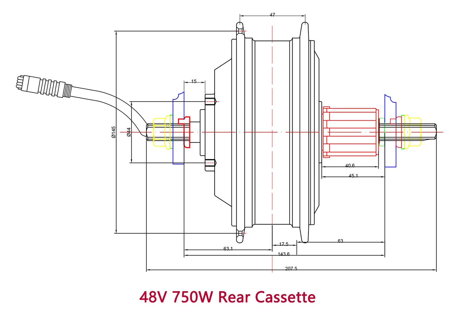 Electrical Bike Gear Hub Motor 36V 250W 48V 750W 9pin Front Rear Cassette Freewheel Wheel Drive Motor E-bike Brushless Motor