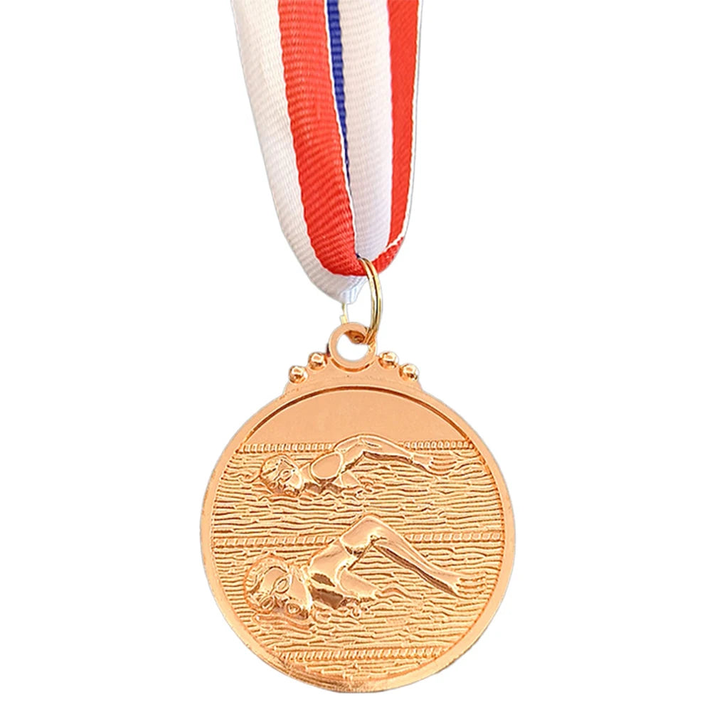 10-30PCS Swimming Medal Competition Awards with Neck Ribbon Metal 5cm Winner Medals Gold/Silver/Bronze Medal for Competitions
