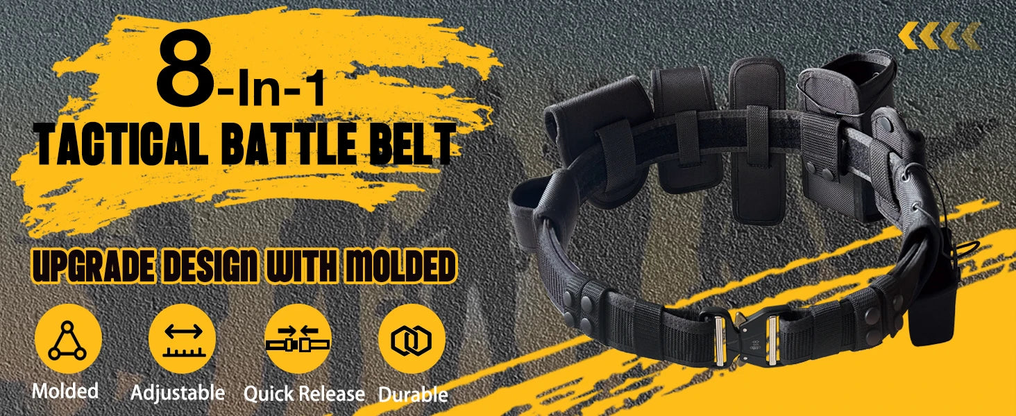 8-in-1 Tactical Duty Belt Set, 1000D Nylon, 35-45" Adjustable, Quick-Release, for Law Enforcement & Military - Gift Idea