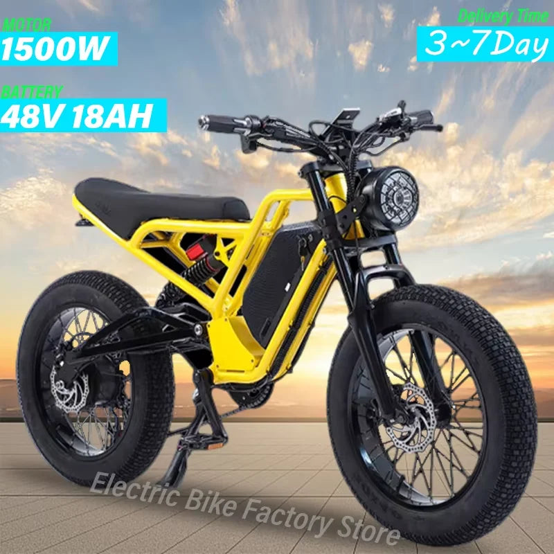 Ebike AKEZ 1500W 48V 18AH Electric Bicycle Full Suspension Removable Battery Fat Tire Hydraulic Brake Adult Electric Bicycle.