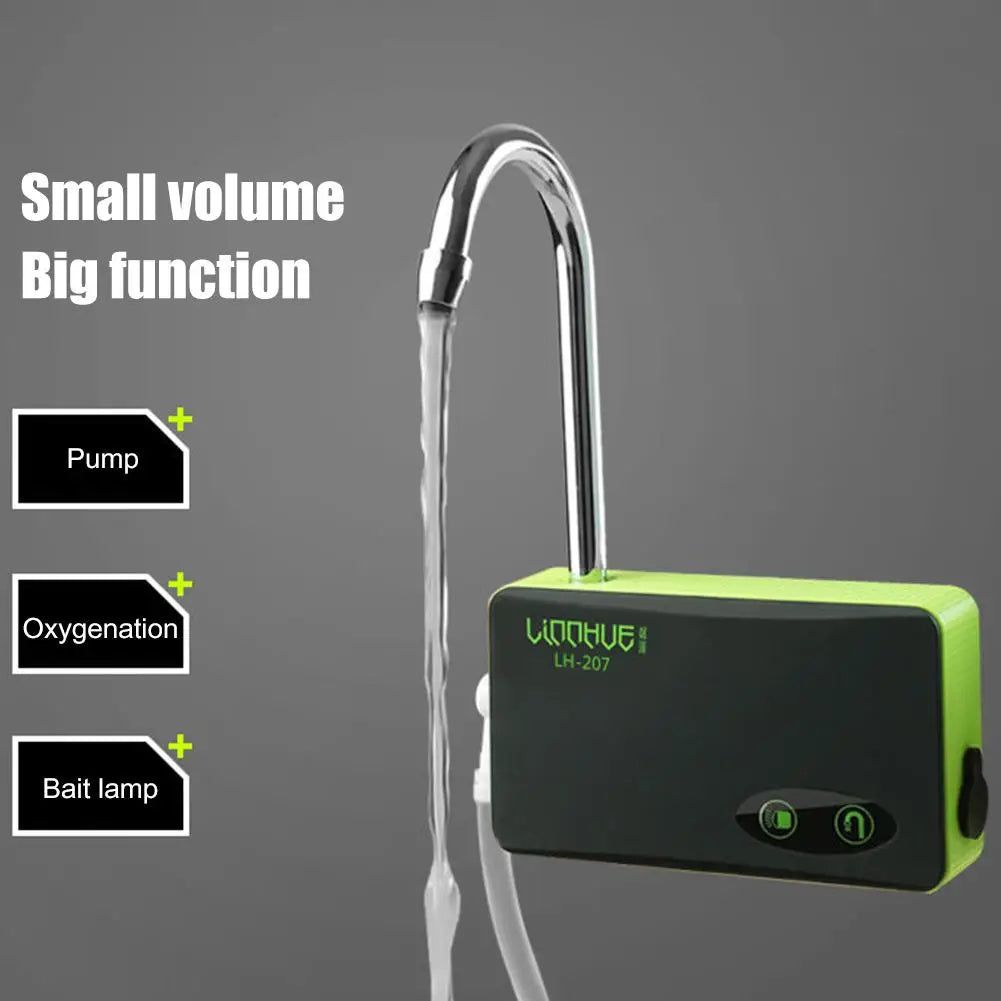 Fish Bucket Oxygen Water Pump with LED Bait Lights Submersible Aeration Device Fishing Oxygenation Air Pump Fishing Accessories